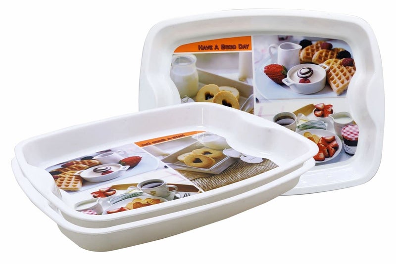 Wonder Homeware Good Day Big Serving Tray, Gift Item, Set of 3 (Orange 2) - Image 1