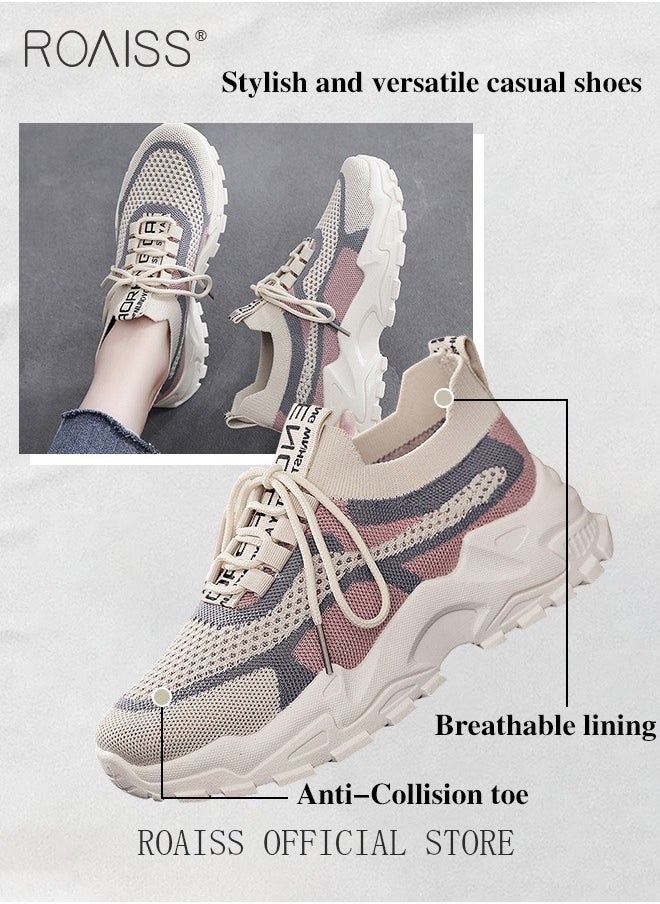 roaiss - Colorblock Running Shoes for Women Sneakers Breathable Mesh Surface Trainers Casual Jogging Walking INS Trendy Casual Lightweight Comfy  for Young Ladies Students Teenagers All Seasons Wearable Athlesiure Shoes - Image 1