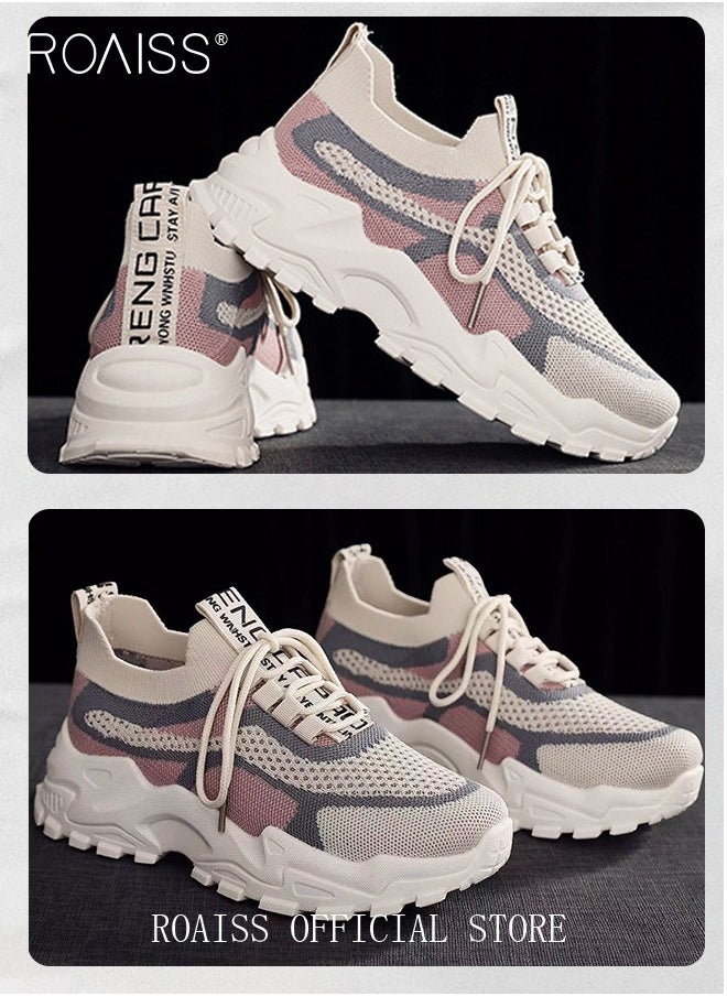 roaiss - Colorblock Running Shoes for Women Sneakers Breathable Mesh Surface Trainers Casual Jogging Walking INS Trendy Casual Lightweight Comfy  for Young Ladies Students Teenagers All Seasons Wearable Athlesiure Shoes - Image 1