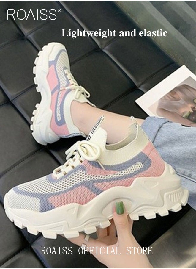 roaiss - Colorblock Running Shoes for Women Sneakers Breathable Mesh Surface Trainers Casual Jogging Walking INS Trendy Casual Lightweight Comfy  for Young Ladies Students Teenagers All Seasons Wearable Athlesiure Shoes - Image 1