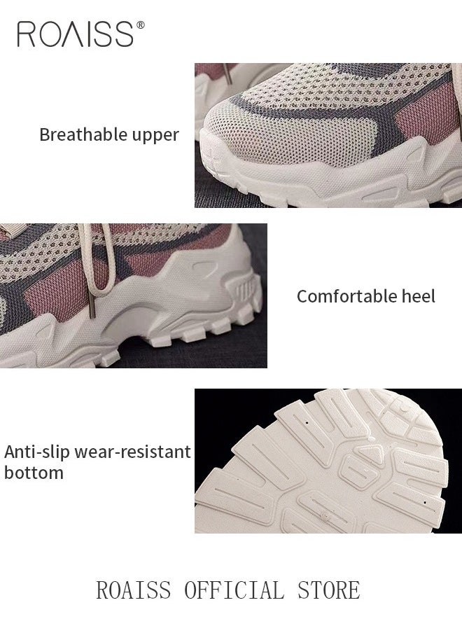 roaiss - Colorblock Running Shoes for Women Sneakers Breathable Mesh Surface Trainers Casual Jogging Walking INS Trendy Casual Lightweight Comfy  for Young Ladies Students Teenagers All Seasons Wearable Athlesiure Shoes - Image 1