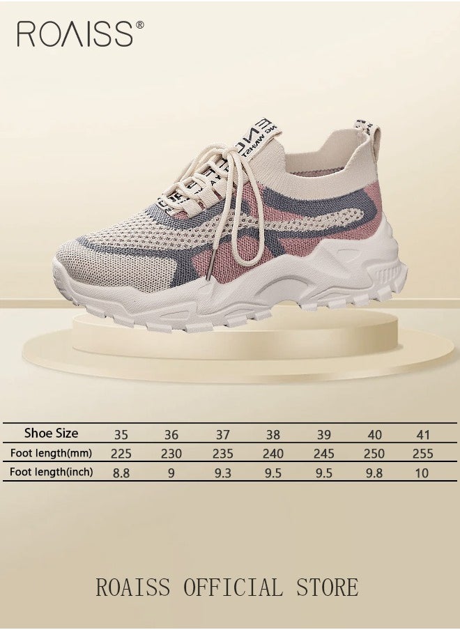 roaiss - Colorblock Running Shoes for Women Sneakers Breathable Mesh Surface Trainers Casual Jogging Walking INS Trendy Casual Lightweight Comfy  for Young Ladies Students Teenagers All Seasons Wearable Athlesiure Shoes - Image 1