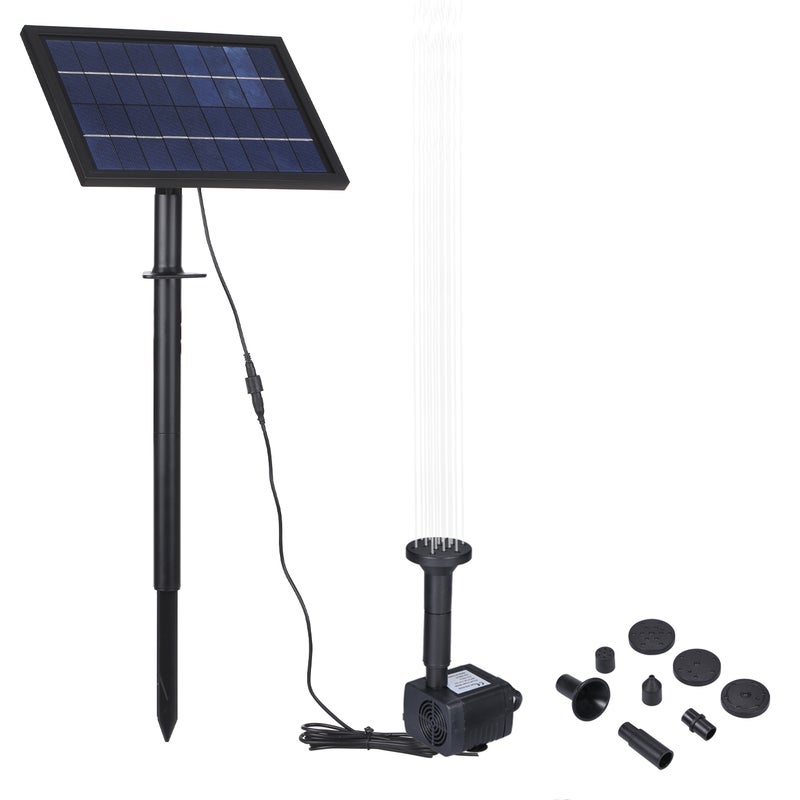 10V/8W Solar Powered Fountain Pump Water Pump with Adjustable Solar Panel DIY Birdbath Fountain Pump Outdoor Water Fountain Panel Kit for Fish Tank Small Pond Garden Patio Lawn Pool - Image 1
