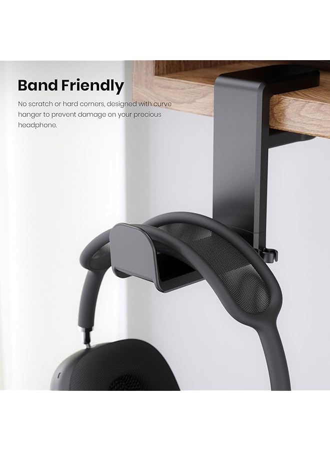 أكس سبرينج حامل سماعة رأس تحت المكتب للكمبيوتر الشخصي، حامل سماعة رأس للألعاب، حامل سماعة رأس مع مشبك ذراع دوار 360 درجة، حامل عالمي لسماعة الرأس للألعاب، أسود - Image 4