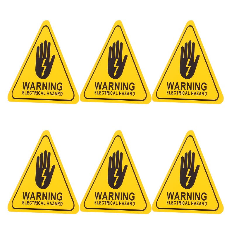 6Pcs Electric Shock Hazard Warning Sign Safety Warning Label for Industrial and Home Use High Voltage Caution Sticker for Electrical Panels and Fences - Image 1