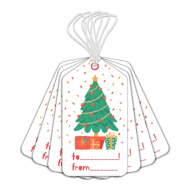 Festiko® Christmas Gift Tags, Christmas Theme Gift Tags,Xmas Tree Gift Tags Hanging Label for DIY Christmas Gift Wrap and Label Package Pack of 48 Pcs (Multicolor) - Image 1