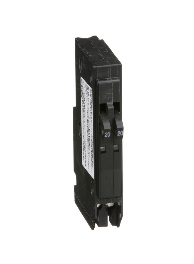 Schneider Electric Square D - Tandem mini Circuit Breaker, QO, 2 x 1 Pole at 20A, 120/240VAC, 10kA, Plug in Mount, Clam Pack - QO2020C - Image 1