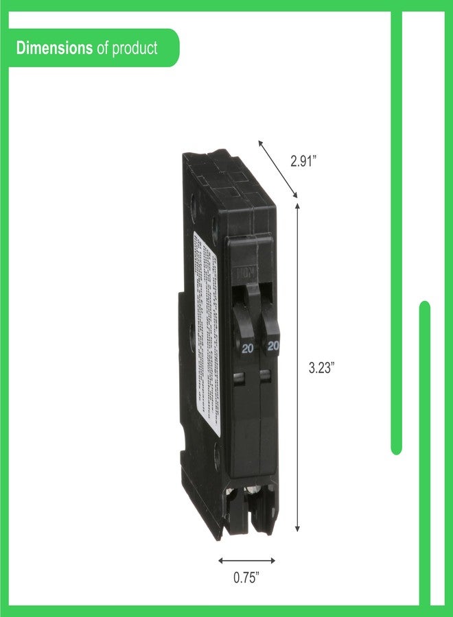 Schneider Electric Square D - Tandem mini Circuit Breaker, QO, 2 x 1 Pole at 20A, 120/240VAC, 10kA, Plug in Mount, Clam Pack - QO2020C - Image 3