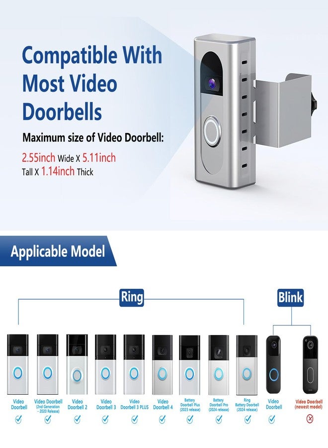 KIMILAR Anti-Theft Video Doorbell Mount Compatible with Most Wireless Video Doorbell, Adjustable Mounting Bracket Accessories for houses, apartments, businesses - Image 2