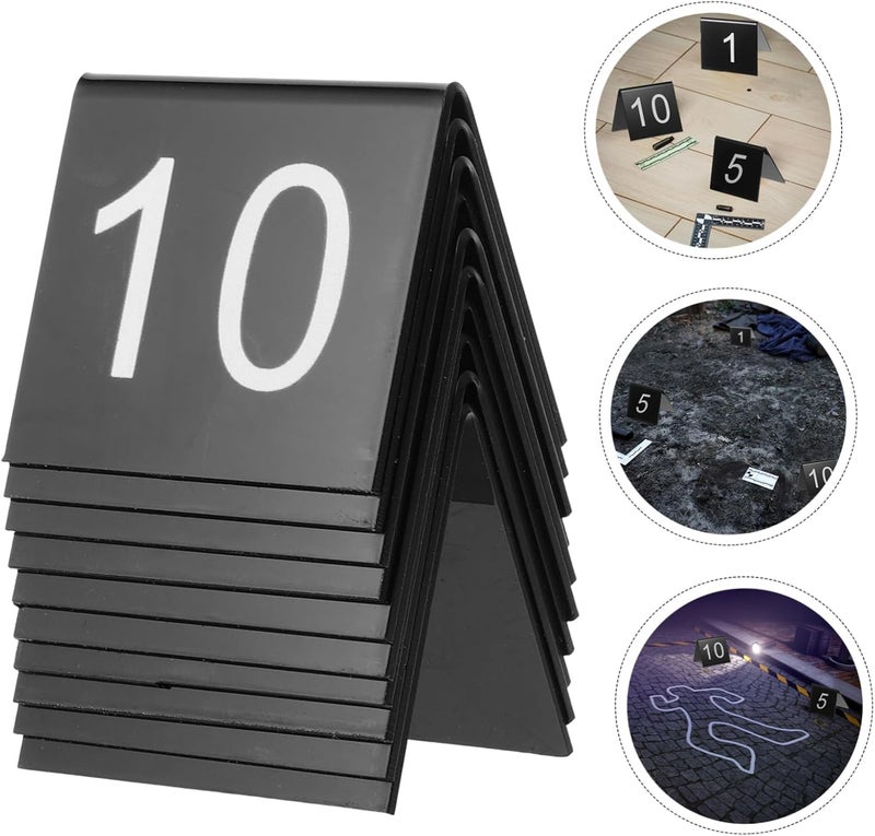GARVALON 10pcs Acrylic Triangle Number Markers for Crime Scene Evidence Display Party Games - Image 4