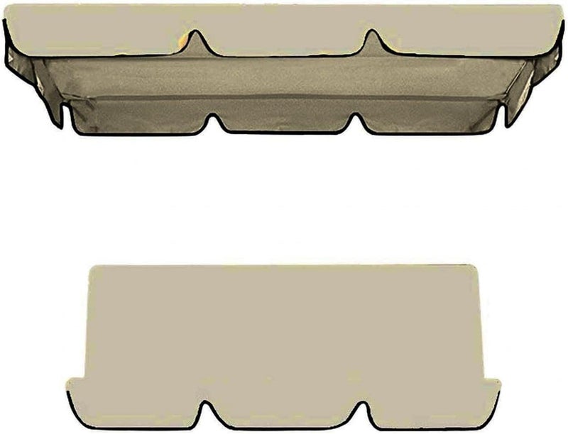 klarako Replacement Canopy For 3 Seater Garden Swing With Outdoor Swing Cushions Cover Oxford Cloth Patio Swing Cover Waterproof Uv Protection Patio Swing Cover (Beige) - Image 2
