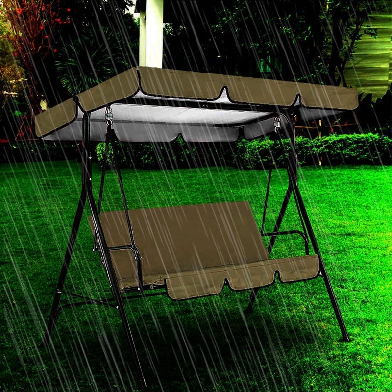 klarako Replacement Canopy For 3 Seater Garden Swing With Outdoor Swing Cushions Cover Oxford Cloth Patio Swing Cover Waterproof Uv Protection Patio Swing Cover (Beige) - Image 4