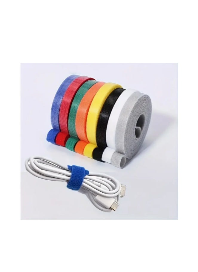 Generic - 6 rolls of reusable fastening and tying tape in multiple colors, 100 cm long, for cable management and organization. - Image 1