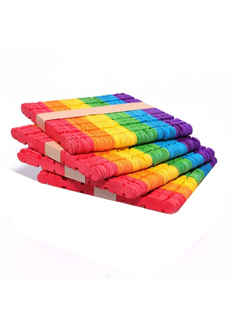 إيه جي دي أعواد خشبية مشرشرة متعددة الألوان للحرف اليدوية لتنمية الذكاء ومهارات الرسم والقدرة العملية لدى الأطفال مكونة من 4 مجموعات* 50 قطعة - Image 1