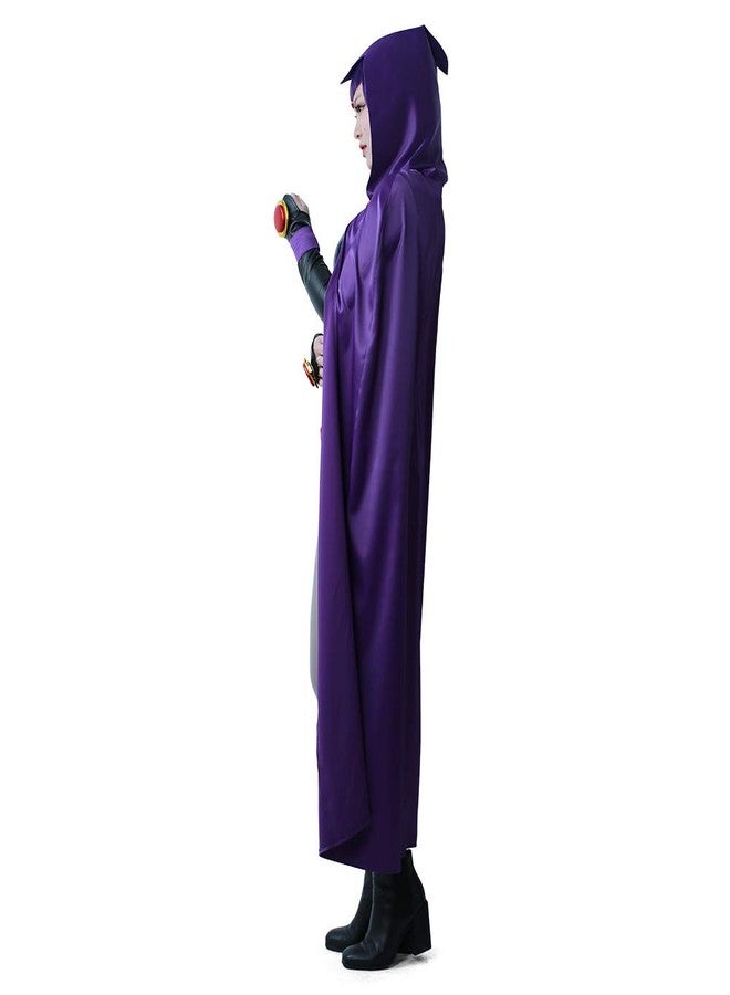 miccostumes Women's Costume Magical Lady Cosplay Fighting Bodysuit Full Set With Purple Hooded Cloak, Purple, S - Image 3