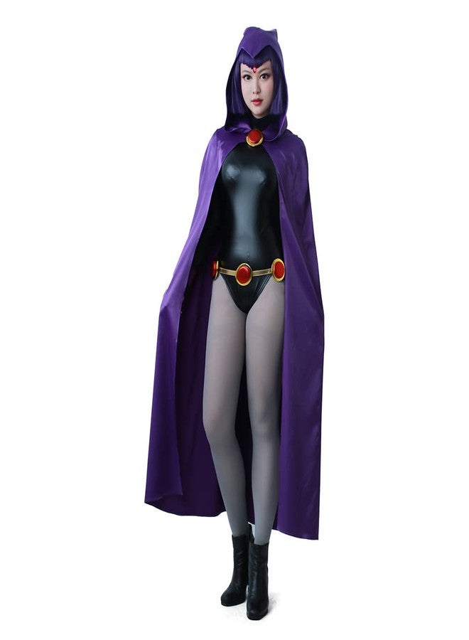 miccostumes Women's Costume Magical Lady Cosplay Fighting Bodysuit Full Set With Purple Hooded Cloak, Purple, S - Image 4