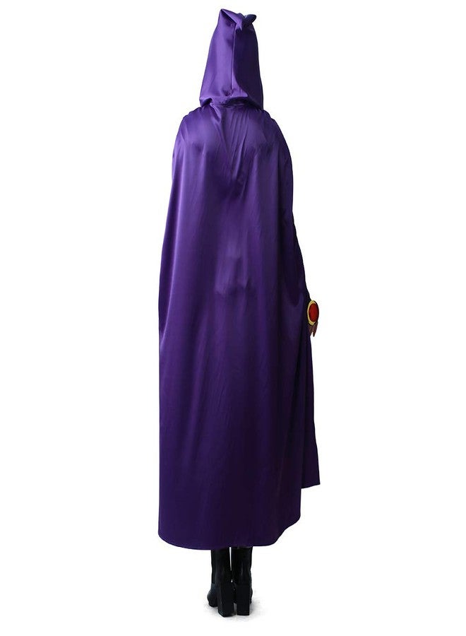 miccostumes Women's Costume Magical Lady Cosplay Fighting Bodysuit Full Set With Purple Hooded Cloak, Purple, S - Image 2