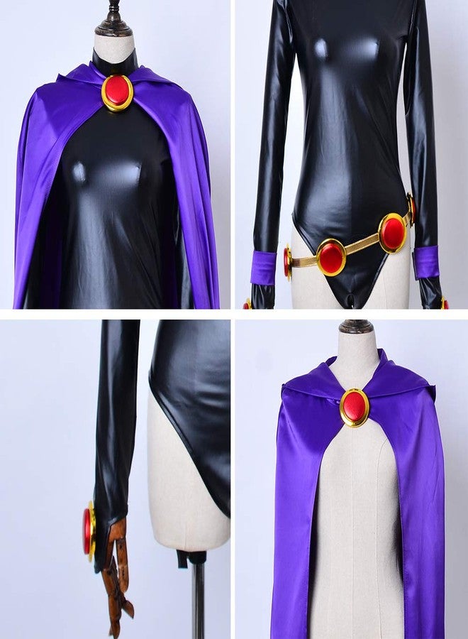 miccostumes Women's Costume Magical Lady Cosplay Fighting Bodysuit Full Set With Purple Hooded Cloak, Purple, S - Image 5