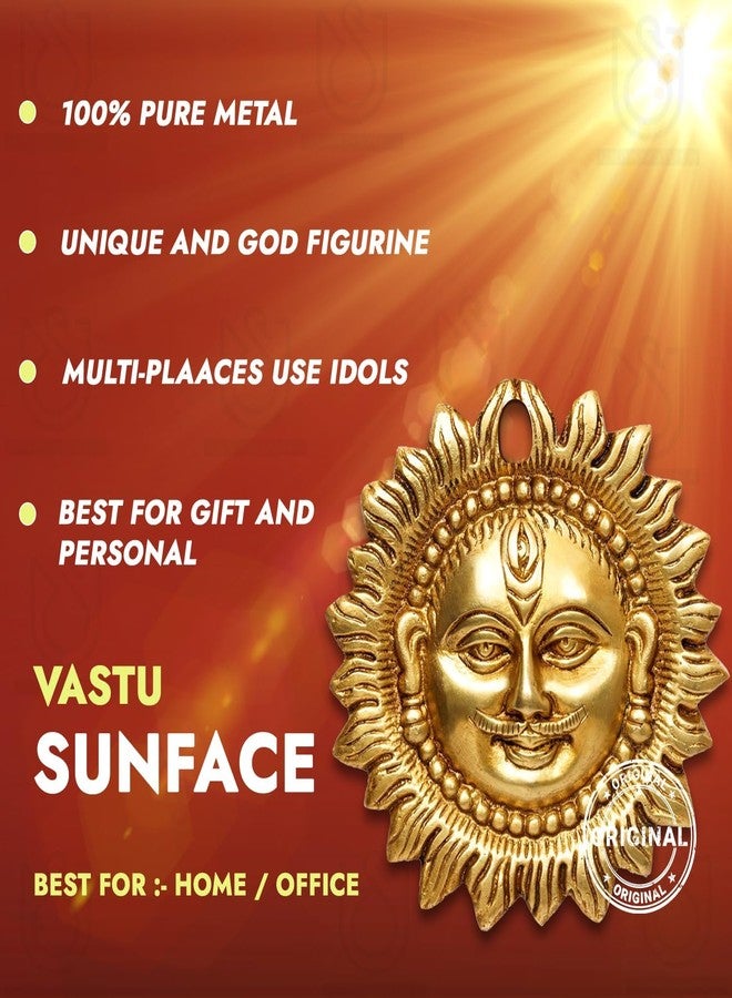 ELITEWAVE Metal Idol of Sun Face Wall Hanging, Suraj for Positivity at Home & Office | Sun Face Statue Puja Vastu Figurine | Lord Surya for Home and Office Protect Evil Eye - Image 3