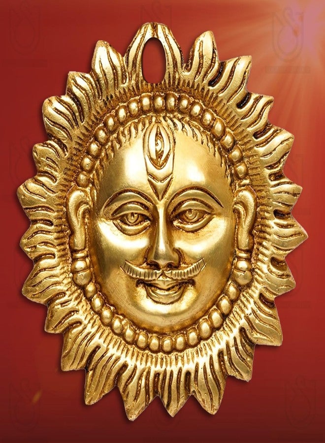 ELITEWAVE Metal Idol of Sun Face Wall Hanging, Suraj for Positivity at Home & Office | Sun Face Statue Puja Vastu Figurine | Lord Surya for Home and Office Protect Evil Eye - Image 2