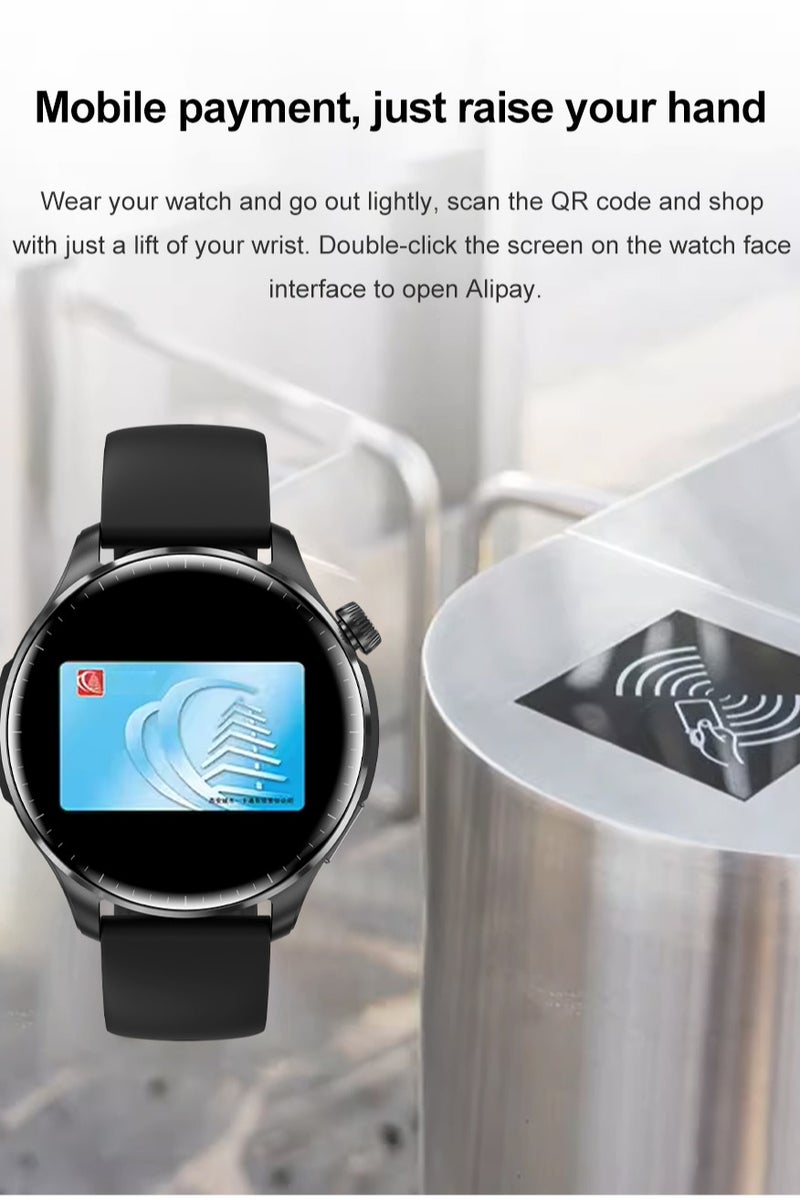 RollsTimi  Men's Smart Watch, 1.6-Inch IPS Screen, Bluetooth Calls, NFC Function, Lingdong Island, Health Monitoring, Smart Sports Watch, M13 Tape Black - Image 4