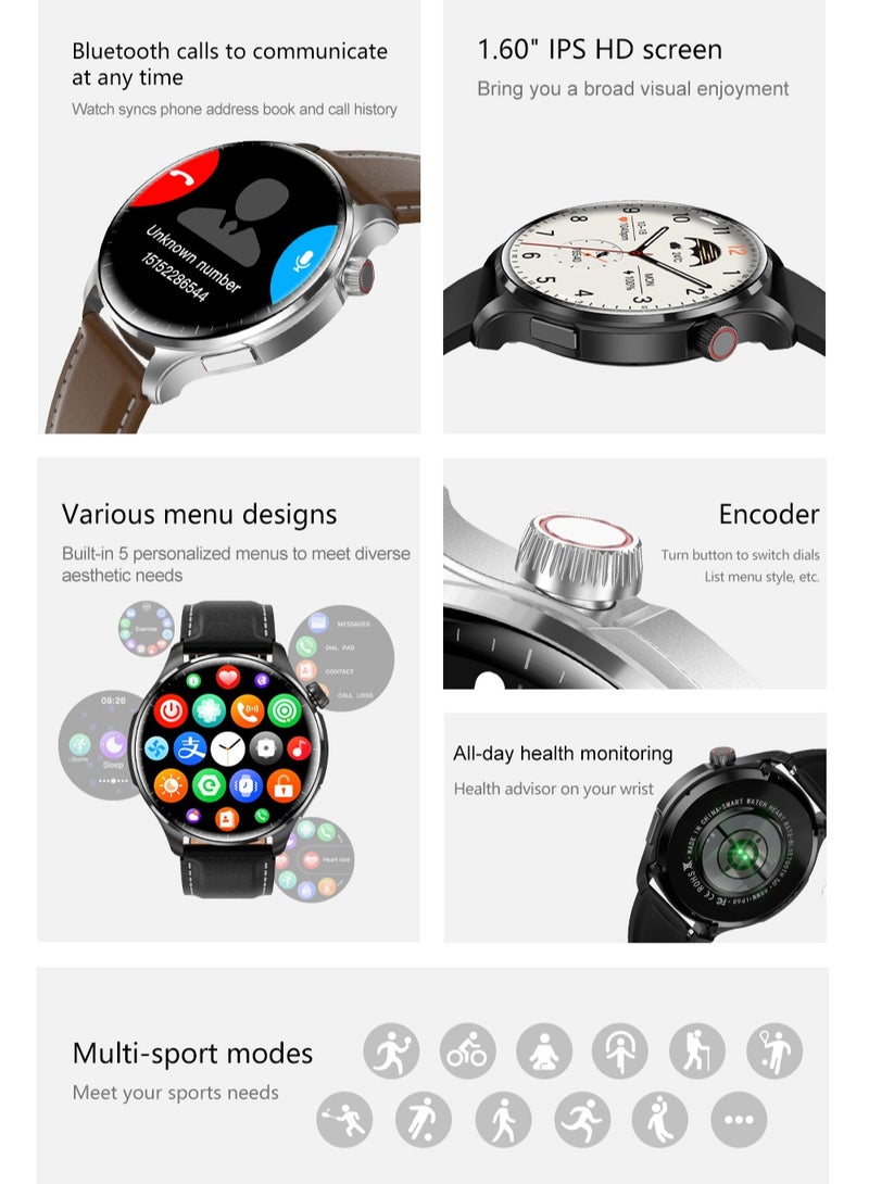 RollsTimi  Men's Smart Watch, 1.6-Inch IPS Screen, Bluetooth Calls, NFC Function, Lingdong Island, Health Monitoring, Smart Sports Watch, M13 Tape Black - Image 2