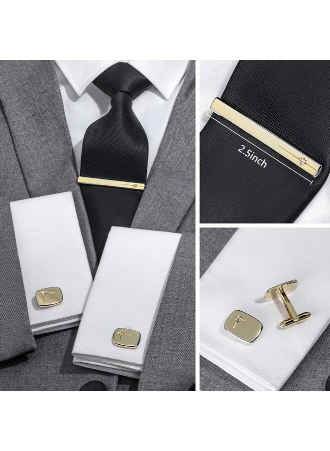 هاوسن مشبك ربطة عنق ذهبي للرجال، مشبك ربطة عنق 2 بوصة/2.5 بوصة مع مجموعة لربطة عنق الرجال، أزرار أكمام مع مجموعة مشبك ربطة عنق للرجال، مجموعة مشابك قضيب ربطة عنق هدية للأب والأخ والزوج - Image 5