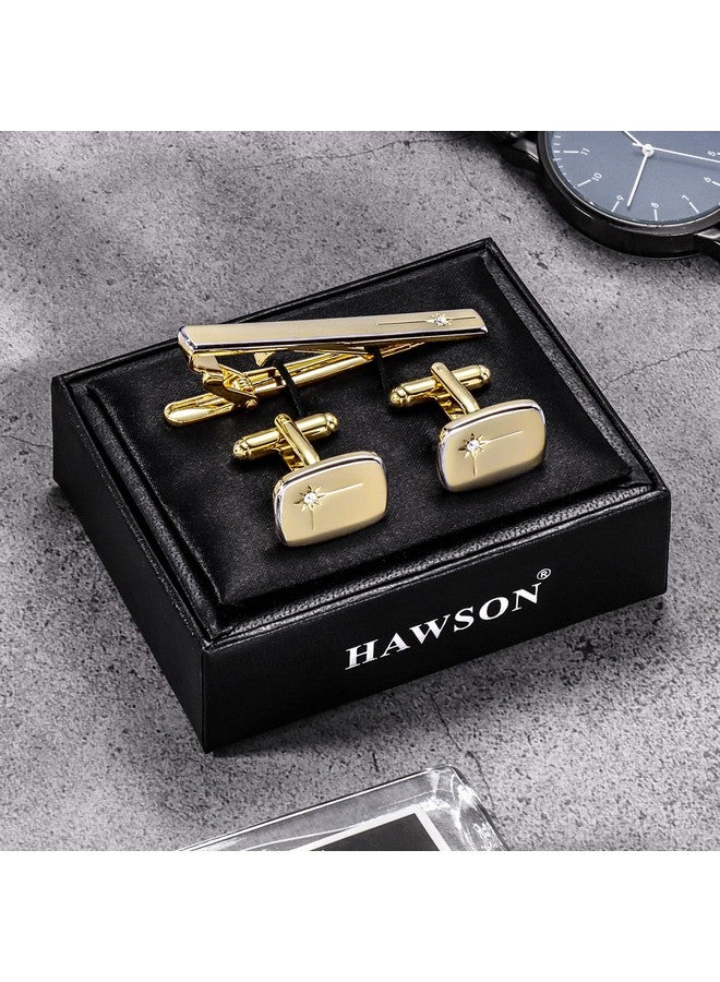 هاوسن مشبك ربطة عنق ذهبي للرجال، مشبك ربطة عنق 2 بوصة/2.5 بوصة مع مجموعة لربطة عنق الرجال، أزرار أكمام مع مجموعة مشبك ربطة عنق للرجال، مجموعة مشابك قضيب ربطة عنق هدية للأب والأخ والزوج - Image 2