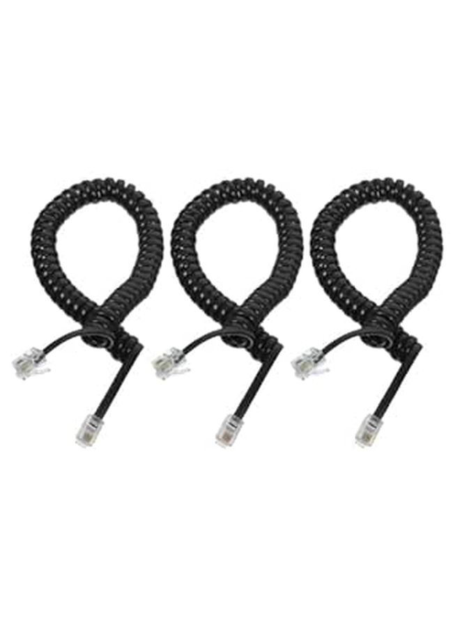 3Pcs Black Coiled Telephone Receiver Cord for Landline Phones Desk Use - Image 1