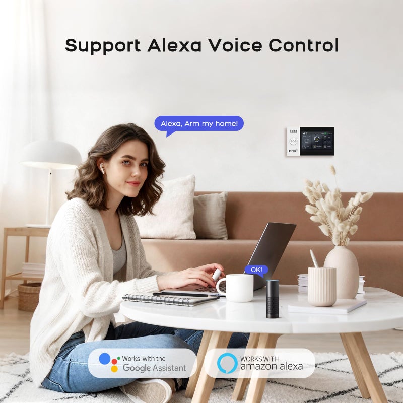 PGST Alarm System for Home Security,21Pcs DIY Kit Touch Screen Siren Hub with Loud Alarm,SOS Button,Window Alarms, Remotes,Door/Motion Sensors,APP Control,Compatible with Alexa,NO Monthly Fee - Image 5