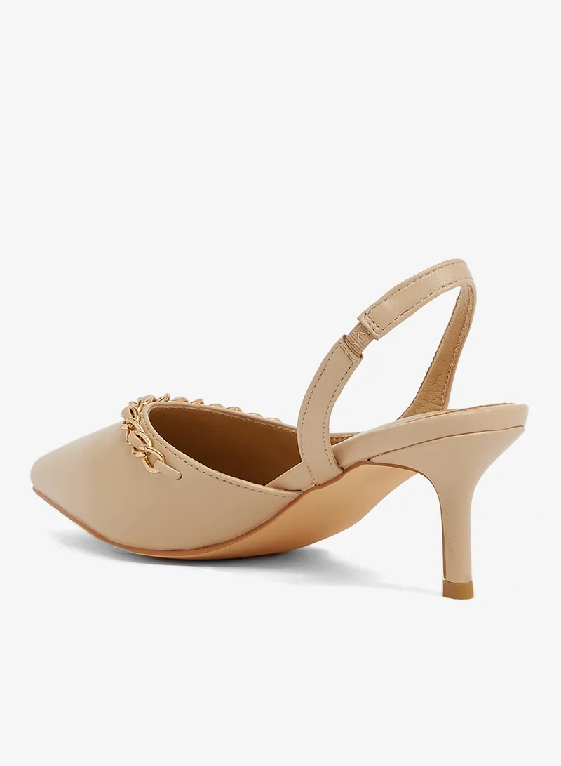 ELLA Beige Slingback, gold chain on upper for Women | Best Price UAE