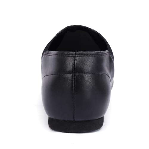Linodes Unisex 006 PU Leather Upper Slip-on Jazz Shoe for Women and Men's Dance Shoes-Black 10M - Image 4
