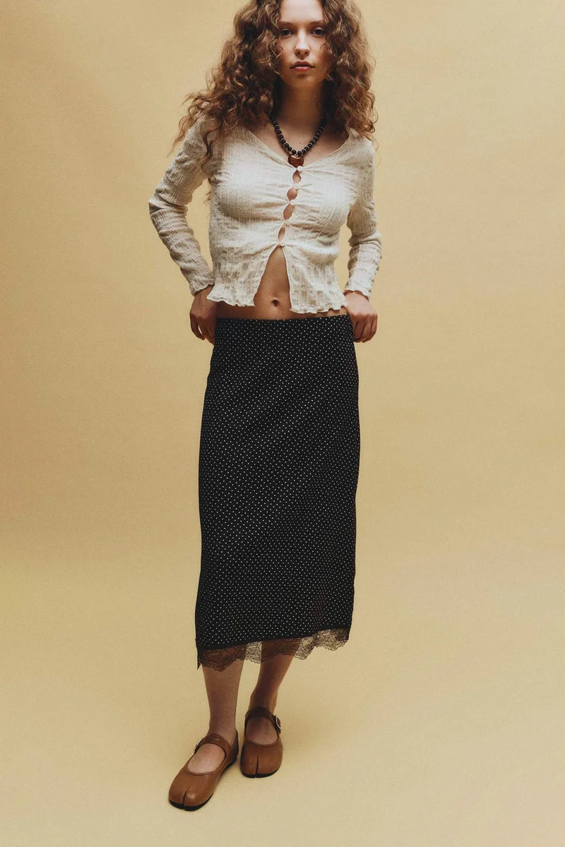 ديفاكتو Pencil Skirt Dots Print Normal Waist Midi Skirt