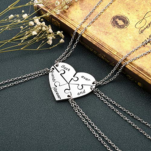 PESOENTH BFF Best Friend Necklace For 5,Friendship Jewelry For Women Gift,Matching Heart Best Friends Forever and ever Pendant Necklaces Set Birthday for Friendship BBF - Image 2