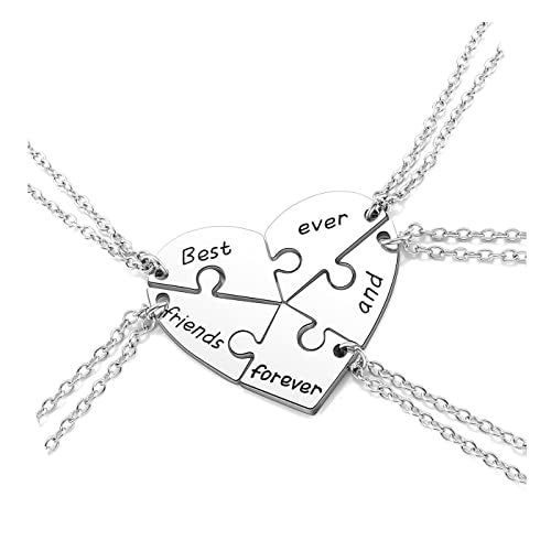 PESOENTH BFF Best Friend Necklace For 5,Friendship Jewelry For Women Gift,Matching Heart Best Friends Forever and ever Pendant Necklaces Set Birthday for Friendship BBF - Image 1