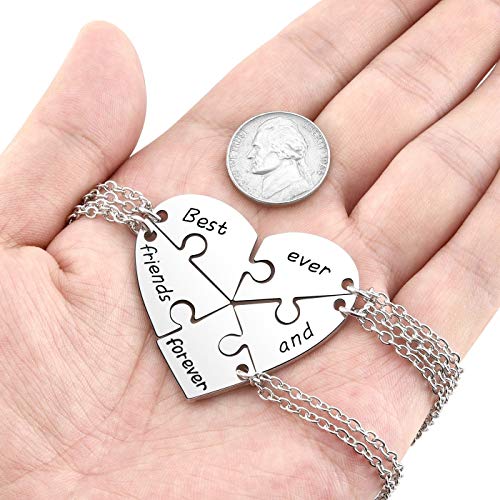 PESOENTH BFF Best Friend Necklace For 5,Friendship Jewelry For Women Gift,Matching Heart Best Friends Forever and ever Pendant Necklaces Set Birthday for Friendship BBF - Image 5