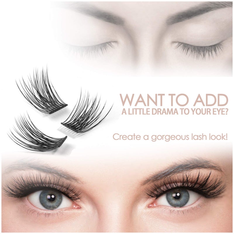EASITENSION DIY Eyelash Extension, 3D Effect Glue Bonded Band Individual Lash 12 Clusters Volume Lashes Set, Home Eyelash Extension, C curl Lashes Pack(12MM) - Image 5