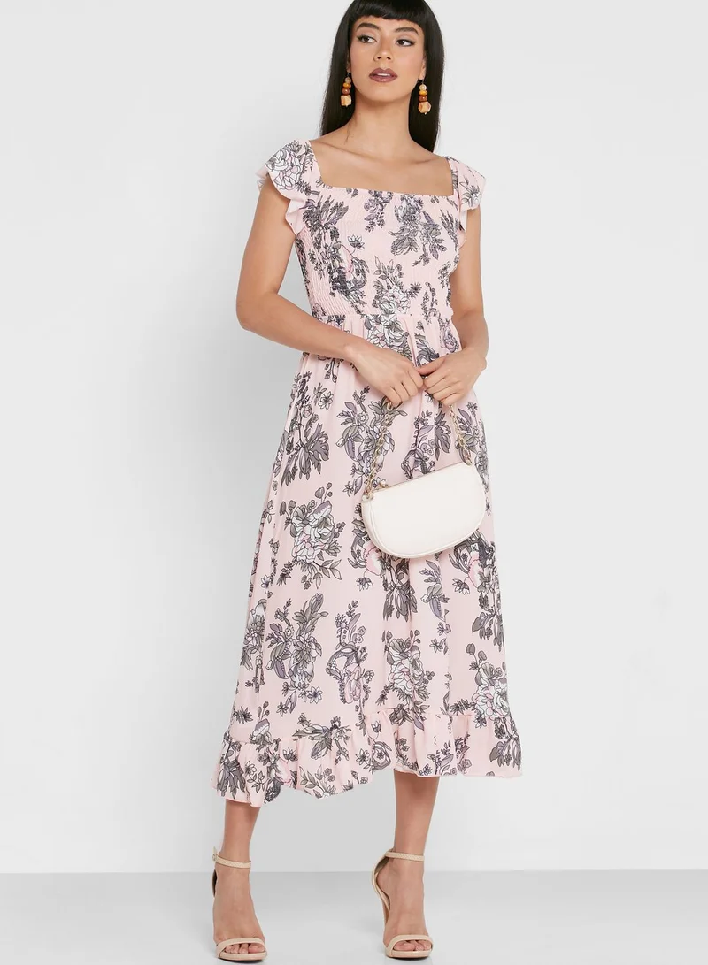 PARISIAN Printed Ruffle Hem Dress