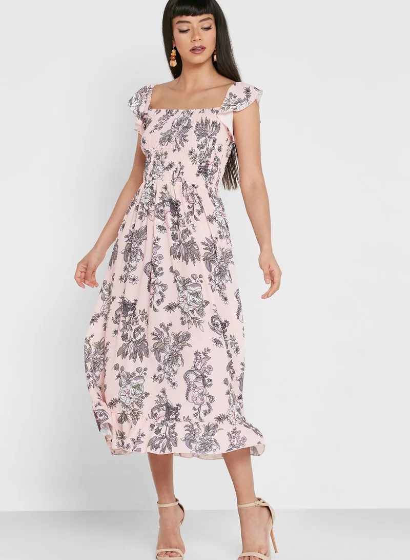 PARISIAN Printed Ruffle Hem Dress