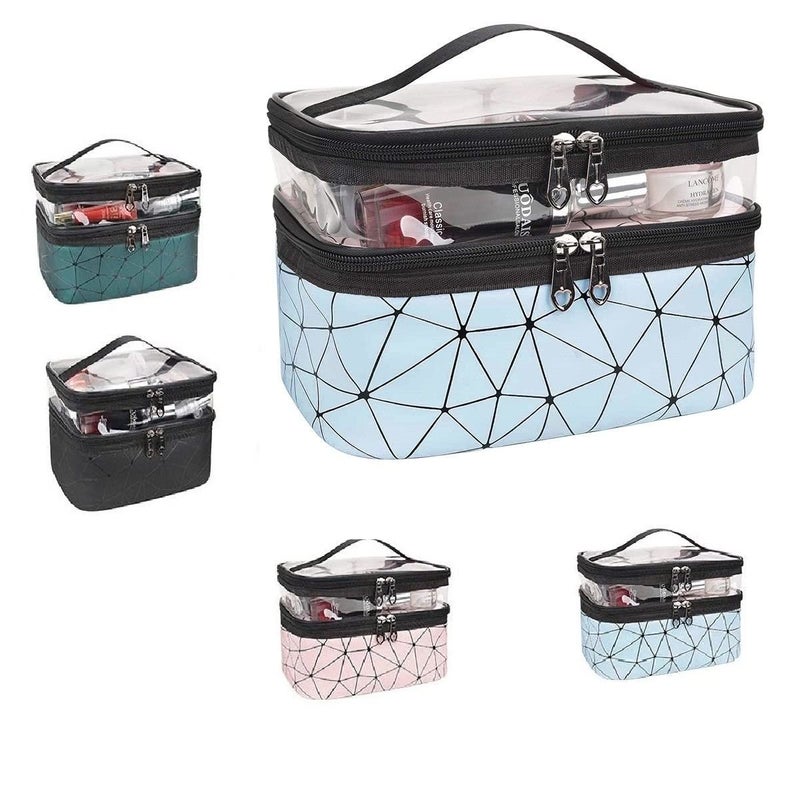 Spefez PU Transparent Top Toiletry Bag for Women Travel Pouches for Women Makeup Bag Organizer Multipurpose Use PouchesWith Zipper Multicolor - Image 1