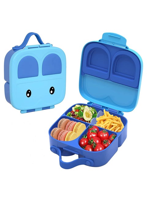 Bento Box, Kids Lunch Box, Lunch Box Containers for Toddler/Kids, 1400ml Bento Box with Removable Divider, Fork & Spone, Microwave/Dishwasher/Freezer Safe (Blue)