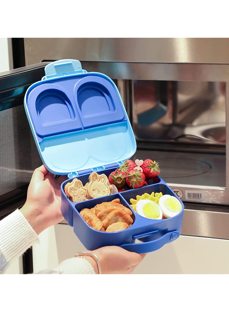 Bento Box, Kids Lunch Box, Lunch Box Containers for Toddler/Kids, 1400ml Bento Box with Removable Divider, Fork & Spone, Microwave/Dishwasher/Freezer Safe (Blue)