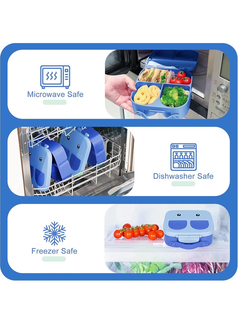 Bento Box, Kids Lunch Box, Lunch Box Containers for Toddler/Kids, 1400ml Bento Box with Removable Divider, Fork & Spone, Microwave/Dishwasher/Freezer Safe (Blue)