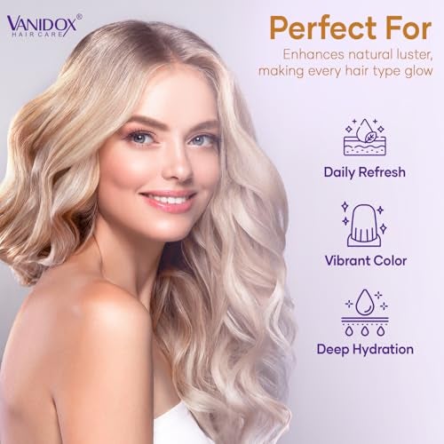 VANIDOX Sulfate Free Brass Toning Purple Shampoo for Blondes, Brown Highlighted, or Bleached Hair, Infused with Purple Rice Extract, Hyaluronic Acid, Vitamin E, and Chamomile Extract (16 fl oz) - Image 5