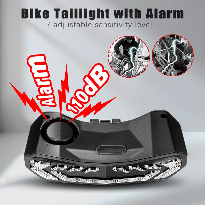 WSDCAM Smart Bike Tail Light with Turn Signals and Rear Brake Light, Bike Alarm Horn with Remote, Auto ON/Off Rechargeable Waterproof - Image 4