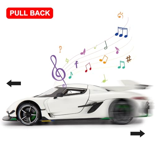 BDTCTK Compatible for 1:24 Koenigsegg Jesko Car Model, Diecast Collectible Pull Back Model Car with Sound and Light, Toy Gift Vehicles for Adults Kids Boys Girls - Image 3