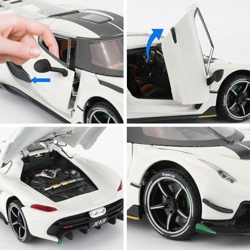 BDTCTK Compatible for 1:24 Koenigsegg Jesko Car Model, Diecast Collectible Pull Back Model Car with Sound and Light, Toy Gift Vehicles for Adults Kids Boys Girls - Image 5