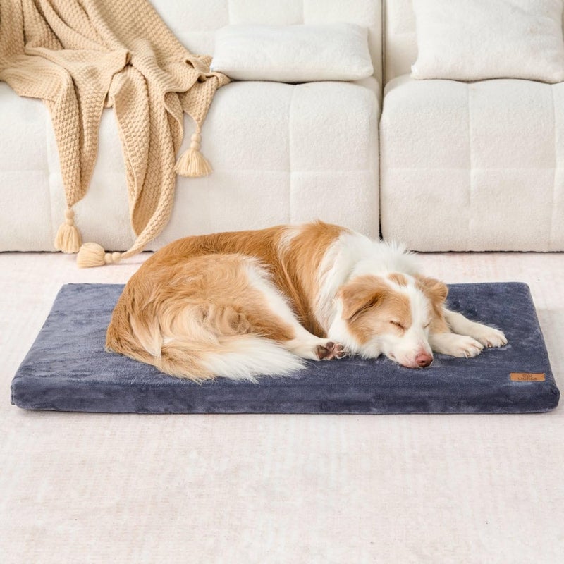 LIORCE Memory Foam Dog Crate Pad, XL Dog Bed Mat for Crate, Removable Washable Cover, Waterproof Lining, 41x27x2 inches, Navy - Image 1