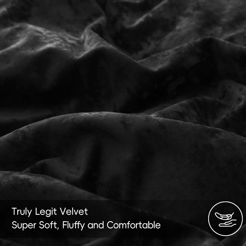 بي أتش إف PHF حقًا غلاف لحاف مخملي في كاليفورنيا كينج حجم 3pcs غلاف المعزي الناعم الناعم المذهل مجموعة غلاف لحاف الفانيلا المريح الفاخر مع مجموعة وسادة شمس الفراش 104 "× 98" "أسود - Image 4