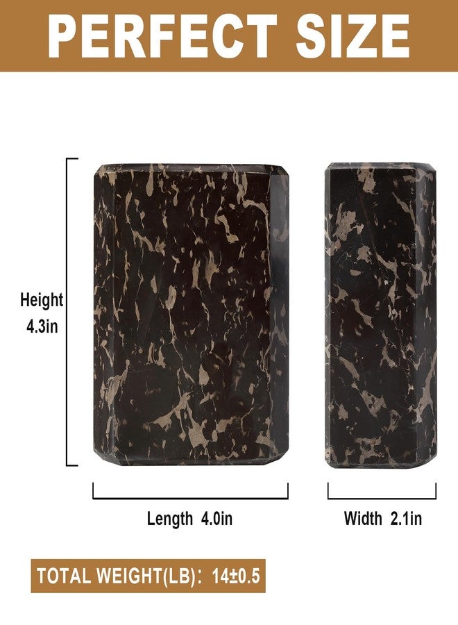 BCS Italy Natural Marble Bookends for Shelves, 7lbs Decorative Book Ends for Heavy Books, Athenian Column Stone Book Holders, Office Bookshelf Stopper Decor for Books, CDs, Video Games (Nero Portoro) - Image 2